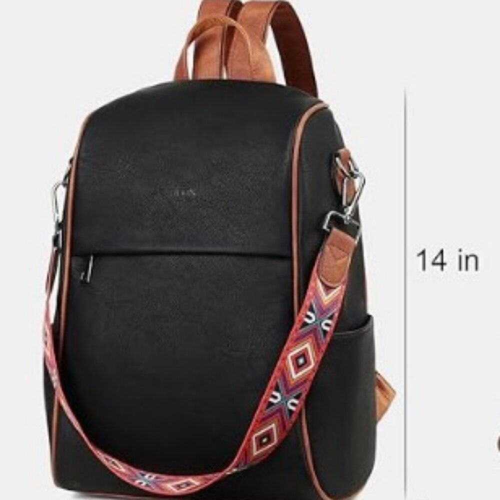 FADEON Anti Theft Leather Backpack Purse for Women Travel Backpack, Back Opening